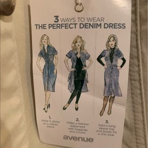Avenue Denim Tan/Cream shirt dress. NWT. Never worn. Lighter weight denim.